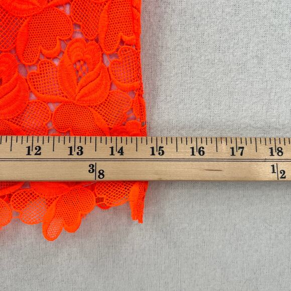 ALC Adriana Crop Top Women 0 Neon Orange Floral Lace Crew neck Scalloped Crochet - Picture 13 of 15